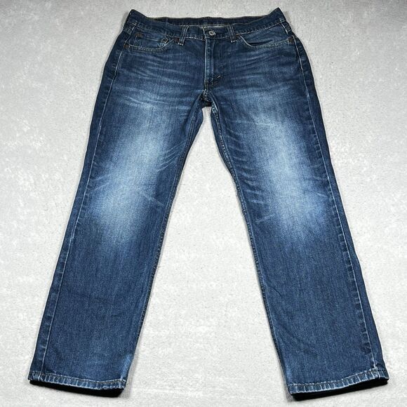 Levis 514 Jeans Mens Size 33 Blue Straight Fit Denim Mid Rise Stretch Classic - Picture 1 of 14